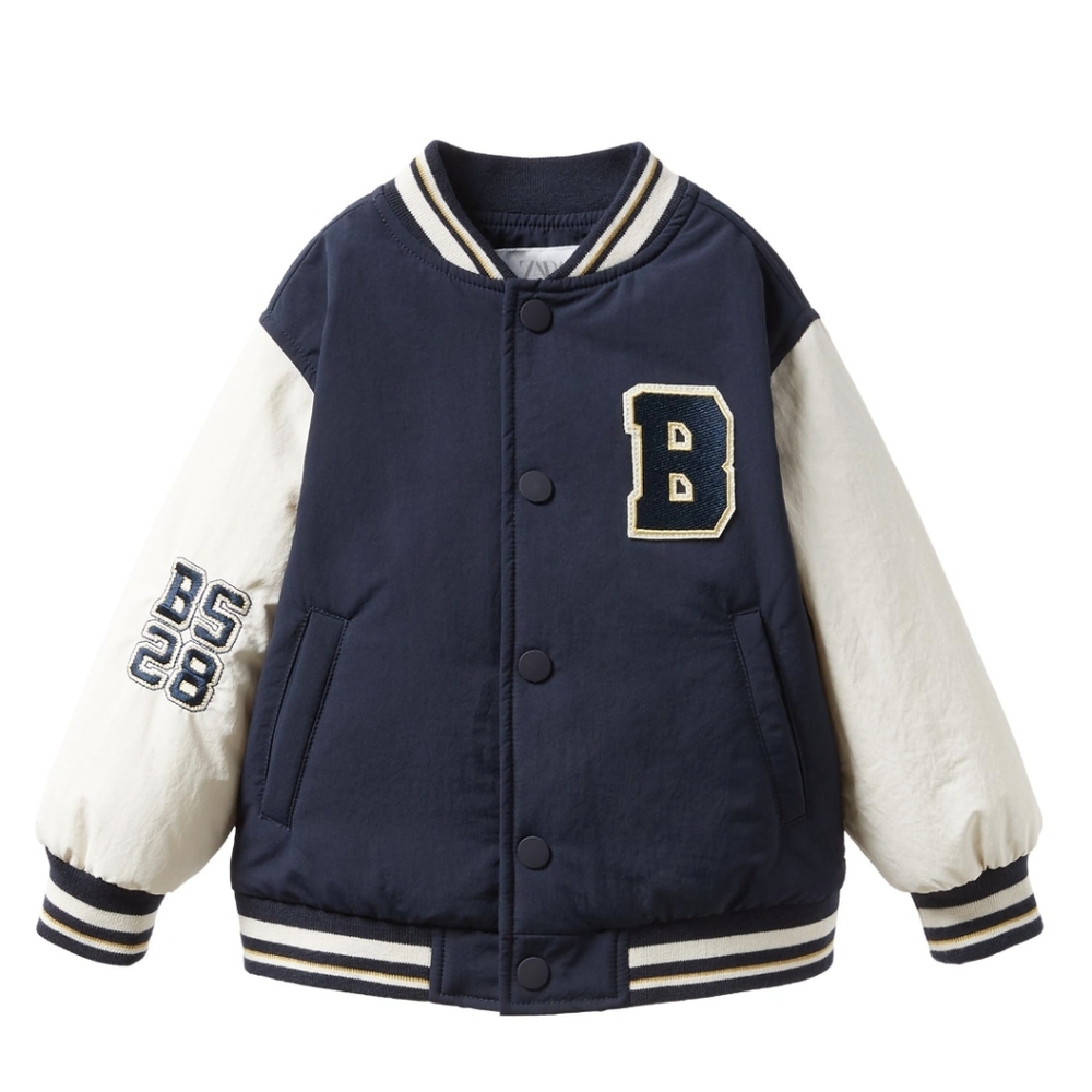 Zara Water Repellent Varsity Bomber Jacket